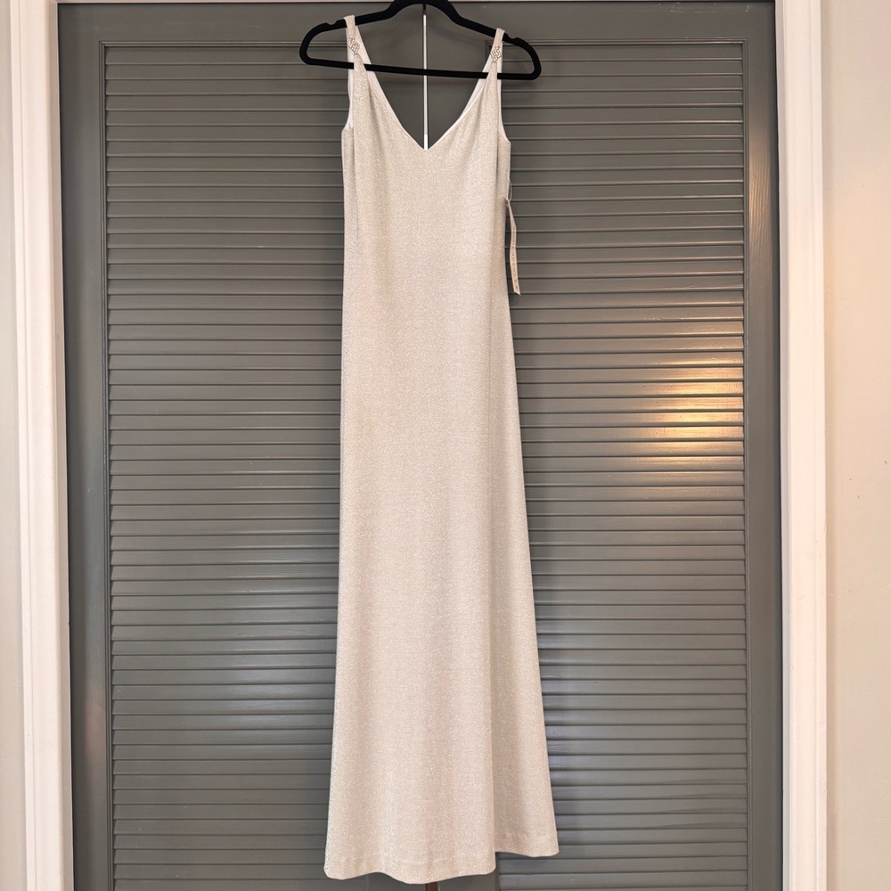 Vintage Francais by Huey Waltzer Silver Sparkly Sleeveless Gown